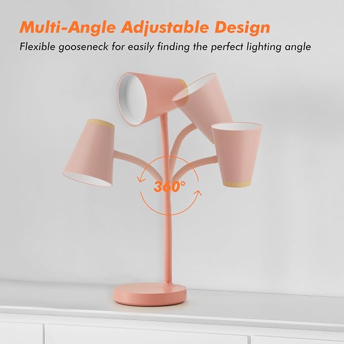 EJIAXIN Desk Lamps for Home Office - Small LED Desk Lamp Touch Dimmable Reading Light for College Dorm Room - Adjustable Flexible Gooseneck Table Lamp for Bedside Bedroom Nightstand Pink