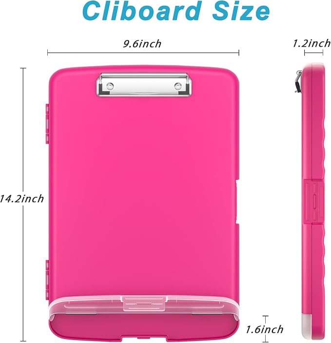 Rimilak Clipboard with Storage, 8.5 x 11'' High Capacity Clip Board, Red | Smooth Writing, Side-Opening Plastic Folder with Pen Holder, Size 14.2 x 9.6 x 1.2″ ,for Classroom, Teacher, Student