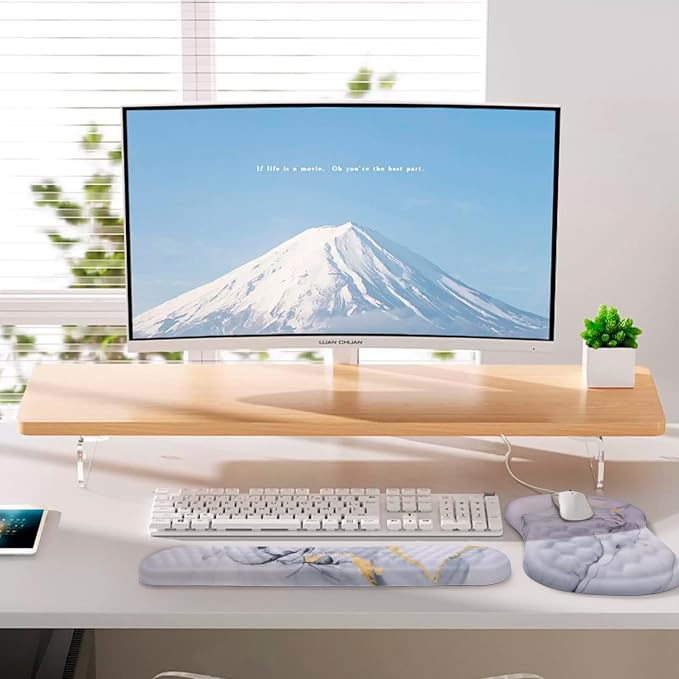 Ergonomic Mouse Pad with Wrist Support and Keyboard Wrist Rest Set | Memory Foam Wrist Cushion, Non-Slip PU Base, Massage Design, Relieves Wrist Pressure for Work, Gaming & Office Use