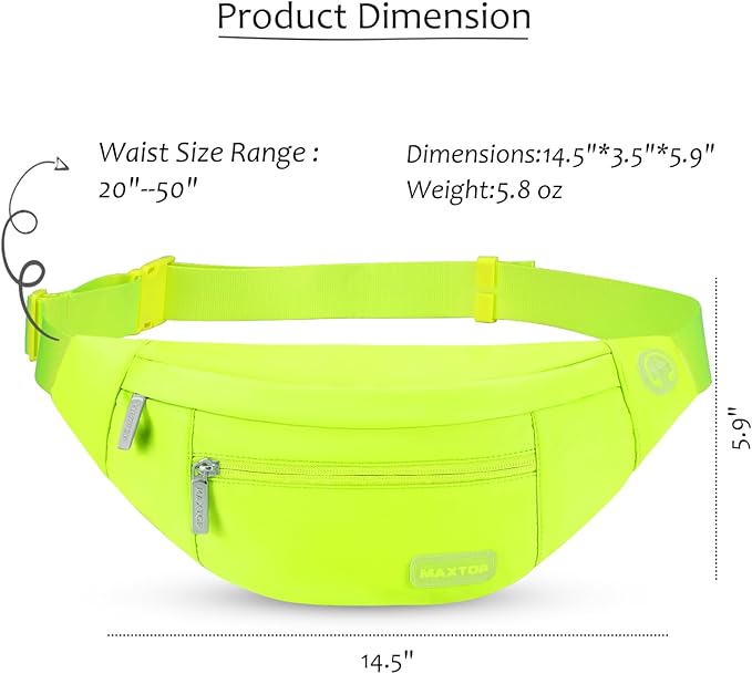 MAXTOP Neno Green Crossbody Fanny Pack Gift for Enjoy Festival Traveling | Stylish,4-Zipper Pockets,Ideal for Outdoors Sports Hiking Cycling Jogging,Best Runner Gift