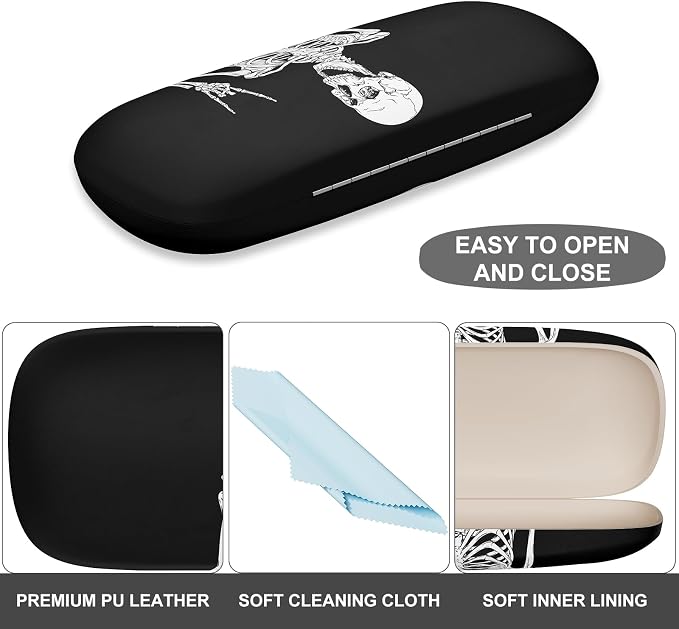 Eyeglasses Case, Portable Hard Shell Protective Case for Glasses, Eyeglass Holder Box for Women with Cleaning Cloth