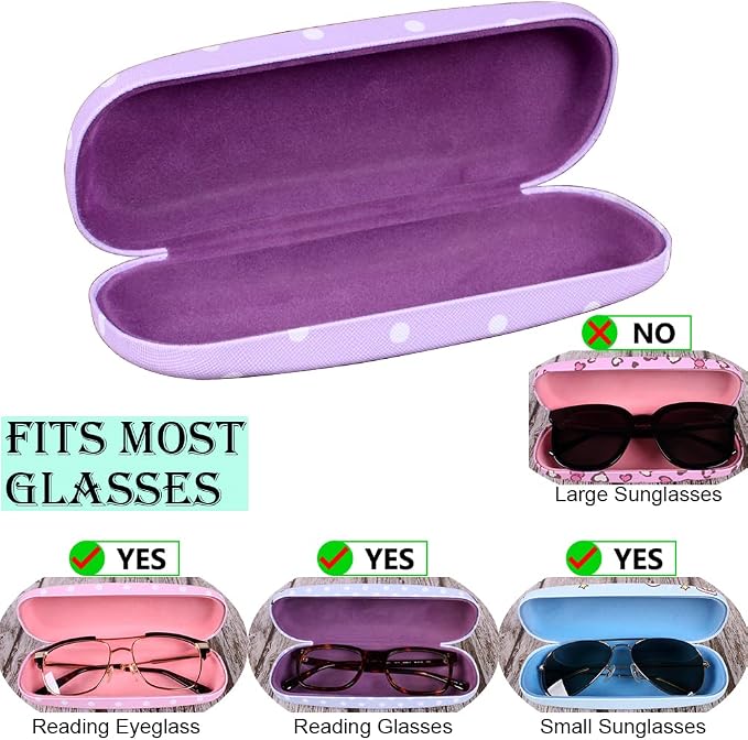 ADBGV Cute Stylish Hard Shell Eyeglasses Cases Protective Case Storage Box With Glasses Cloth Eyeglass Strap for Girl Teen