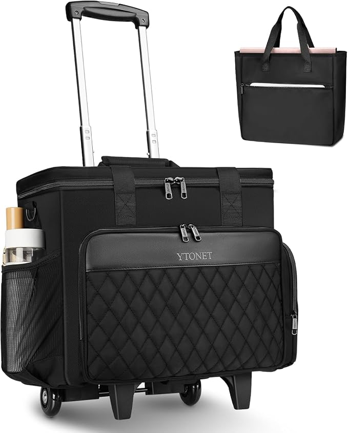 Ytonet X-Large Rolling Teacher Bag with Tote Bag, Rolling Cart for Teacher | Detachable Dolly, 17.3" Rolling Laptop Bag Women, Laptop Rolling Briefcase, Rolling Bag with Wheels, Teacher Supply Organizer
