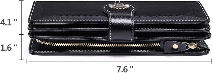 SENDEFN Wallets for Women Leather Credit Card Holder with RFID Blocking Large Capacity Wristlet | with RFID Blocking