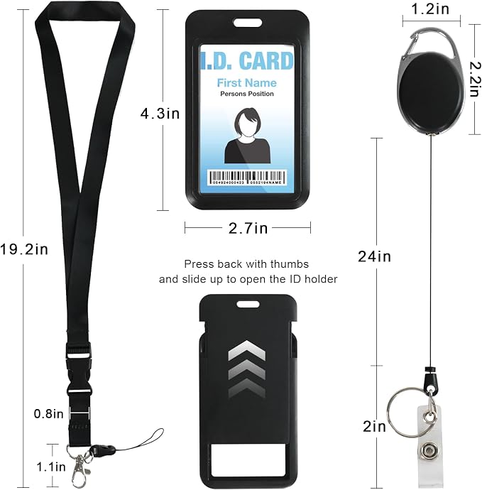 Retractable ID Badge Holder with Breakaway Lanyard,Heavy Duty Badge Reel,Detachable Keychain, Cruise Ship Cards Holder,for Nurse Officer Teacher Security Staff Women Men
