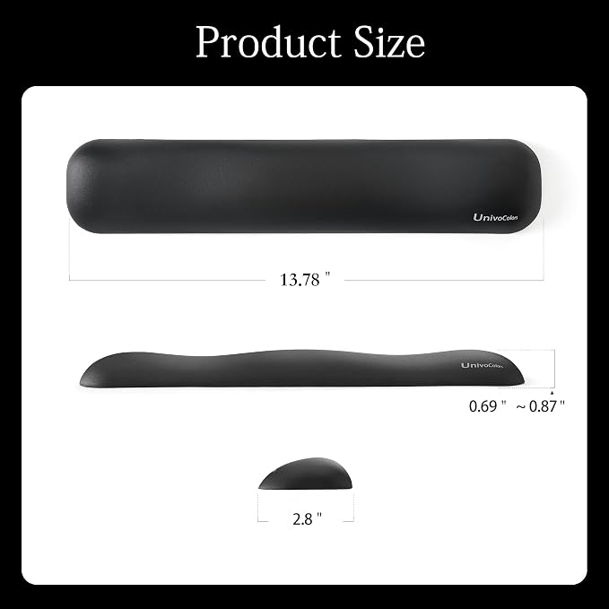 UnivoColors Design-Medium Wave Keyboard Wrist Rest of Medium, Artificial Sheepskin+Memory Foam+Ergonomic+Anti-Slip Gel, Resilience Support During Work and Gaming,Keyboard Accessory,Tangerine