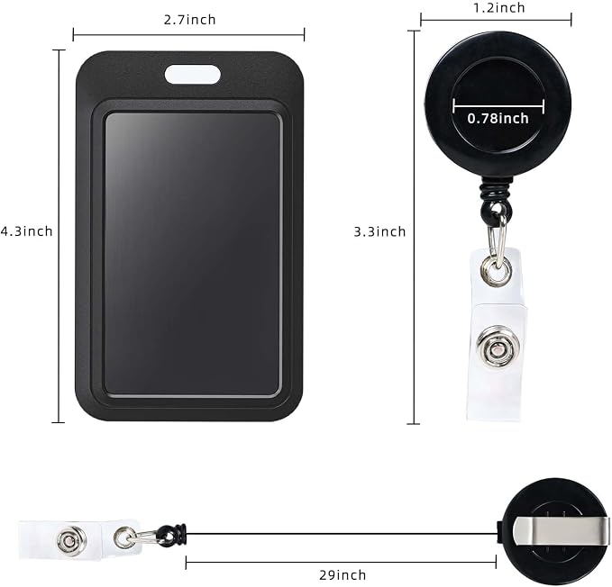 Badge Holder with Retractable Round Reel Clips for ID Card Name Key Chain Office Worker Doctor Nurse Teacher Student Women Men