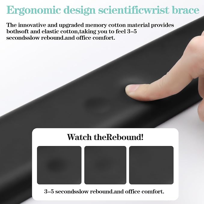 Ergonomic Wrist Rest for Computer Keyboard and Mouse Set with Wrist Support | Leather Memory Foam Mouse pad Rests for Pain Relief, Non-Slip, Desk Wrist Pad for Office Home (Black)