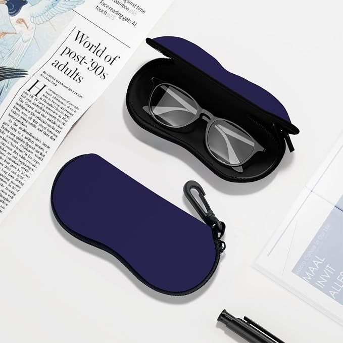Sunglasses Soft Case, Ultra Light Portable Neoprene Zipper Glasses Case for Men Women