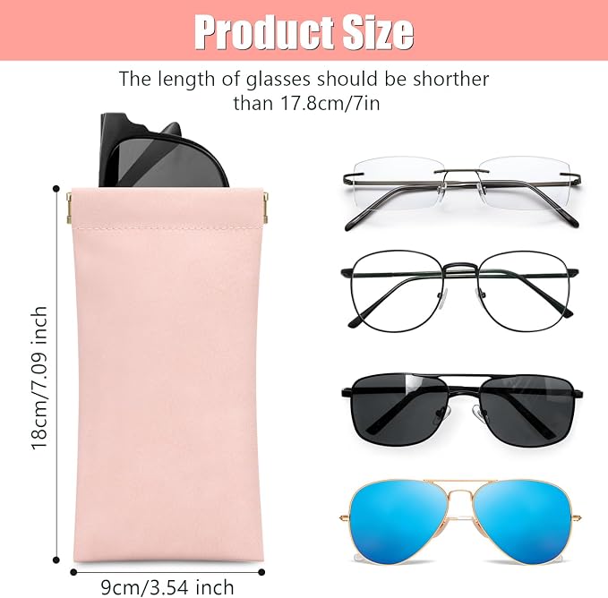 Sightor Sunglass Case, 2 Pcs Soft Eyeglass Cases for Women Portable Squeeze Top Leather Glasses Pouch