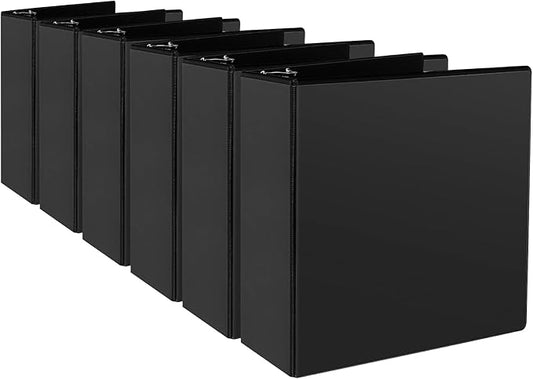 CIXILDTS 3" 3 Ring Binder, Standard 3-Inch Slant-D Ring Binder Fit Letter Size Paper, Presentation View Binders, 6 Packs, Black