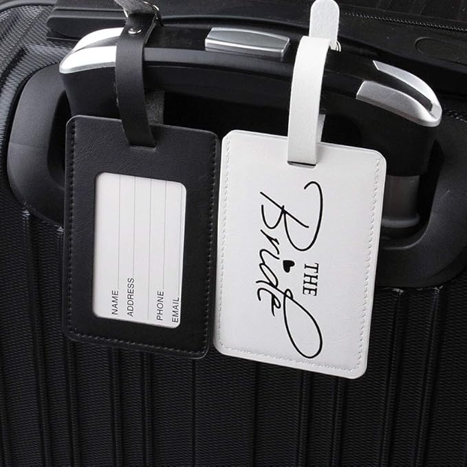 2 Pcs Bride and groom luggage tags + 2 Pcs passport cover, couple passport holder for honeymoon Wedding Bridal Shower Gift