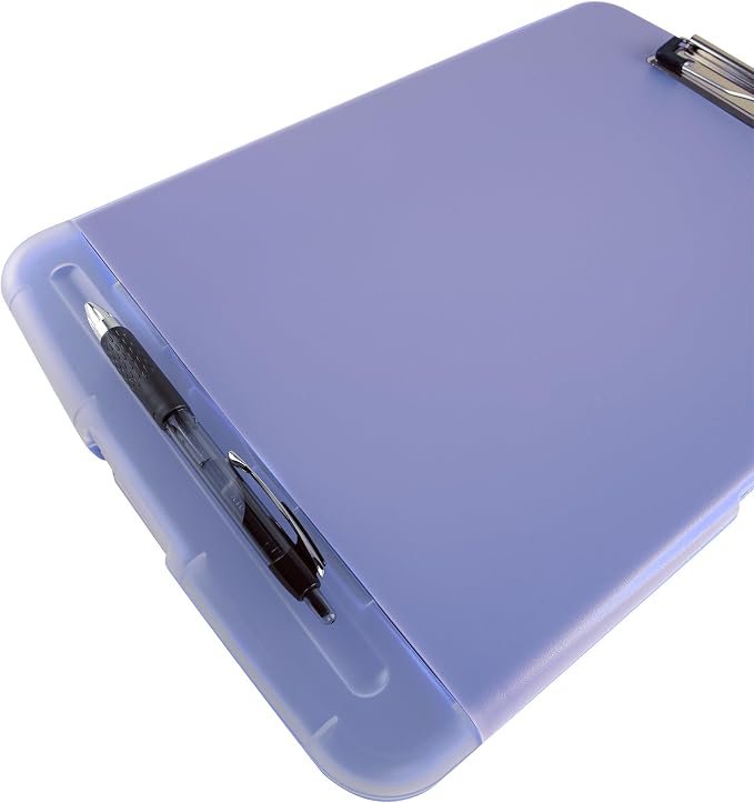 Super Z Outlet Slim Plastic Nursing RN Style Lightweight Coaches Clipboard with Open Foldable Storage, Classroom Teacher College Size (9.5" x 14") (Lavender, 9.5" x 14")