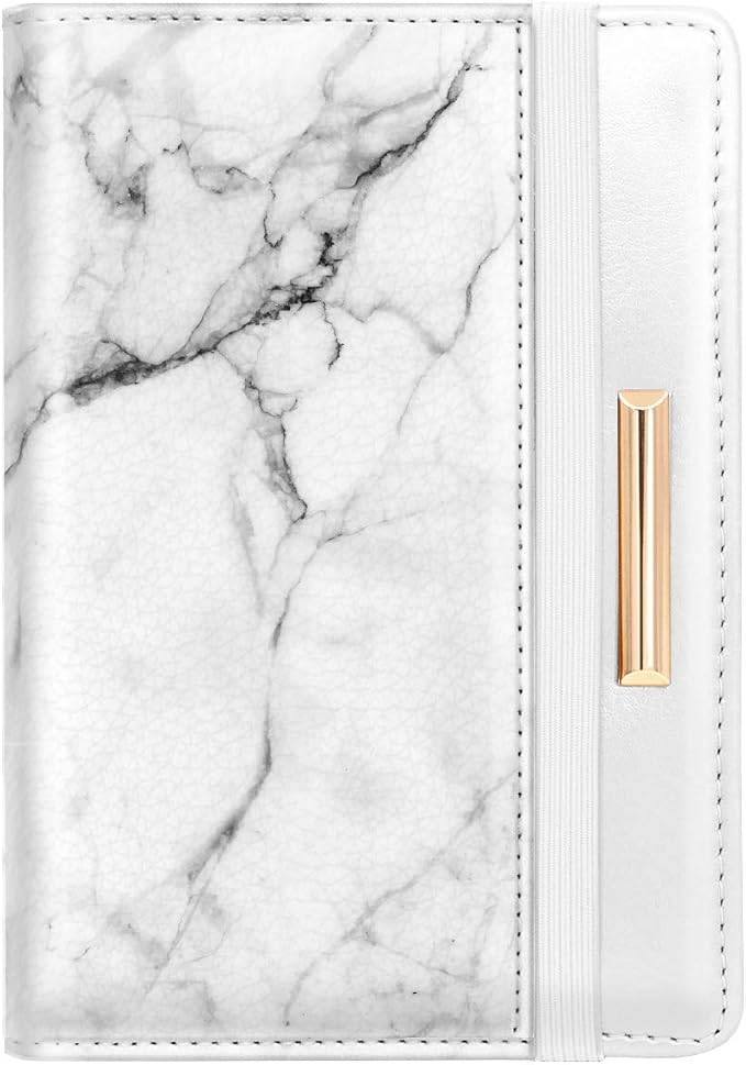 Coco Rossi Passport Holder for Travel Women Slim RFID Passport Cover Wallet | Travel Essentials, Passport Book Holders, Passport Wallet Cover Case, PU Leather, Cute, Thin, Spliced Design, White Marble