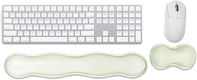 Ergonomic Gel Keyboard and Mouse Wrist Rest Set – 17.12inch Longer Wrist Rest for Full-Sized Computer Keyboard, Comfort & Support for Typing and Gaming (Green)