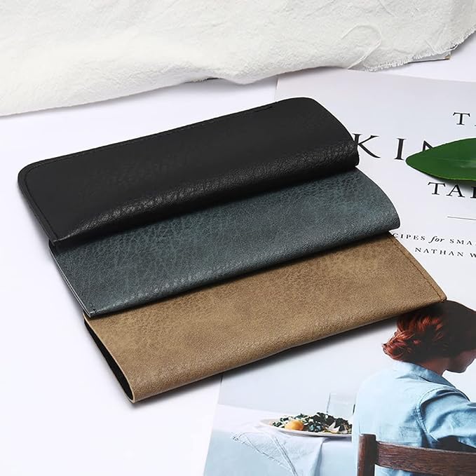 DIYOMR 6 Pack Soft Leather Eyeglass Bags Portable Unisex Glasses Pouch Multiple Pens Sleeve Case Classic Color for Business Men Women Teen Student Scholars