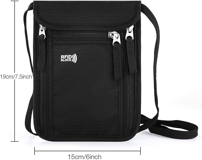 Travel Pouch Neck Wallet Family Passport Holder Organizer Case with RFID Blocking | Family Passport Holder