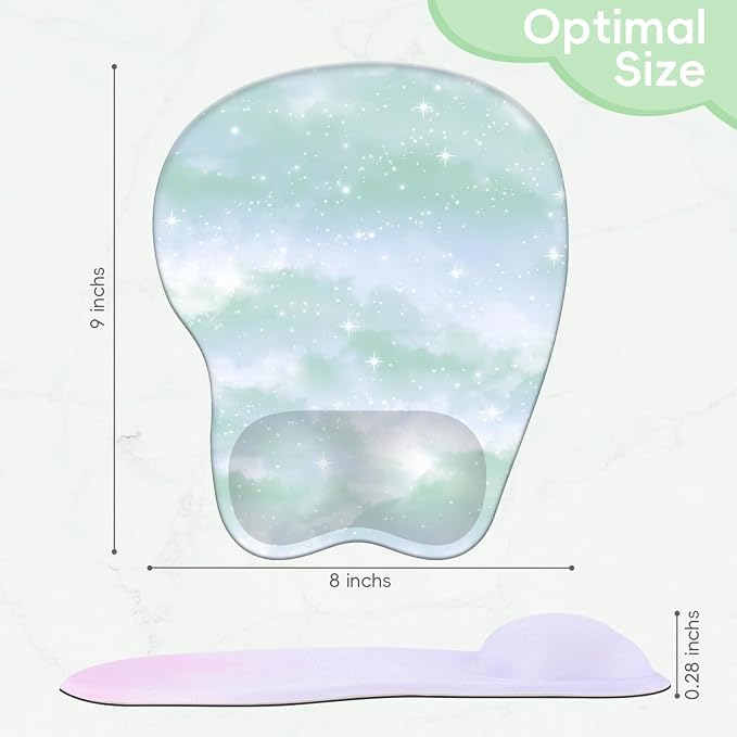 Mouse Pad with Wrist Rest Ergonomic Mouse Pad with Comfortable M-Shape Pain Relief Wrist Support Non-Slip PU Base Mousepad for Laptop, Office & Home (Fresh Forest)
