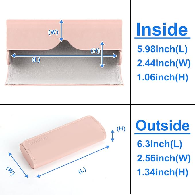 RayLove Hard Shell Glasses Case, Lightweight Leather Eyeglass Case, Travel-Friendly Sunglasses Protector for Men & Women