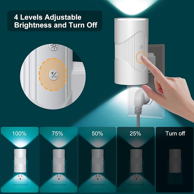 easuntec Night Light, Night Lights Plug into Wall, Color Changing Night Light, Dusk to Dawn Sensor, 8 Light Modes, Dimmable RGB Night Lights for Bedroom Bathroom Hallway Kitchen Stairs (RGB,2 Pack)