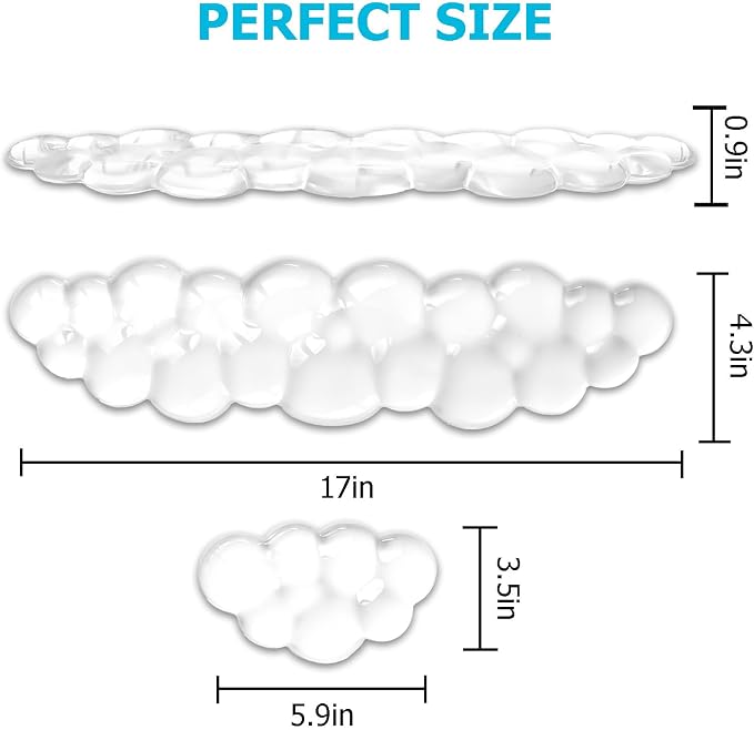 Gel Cloud Wrist Rest Keyboard, Cute Wrist Rest for Computer Keyboard, Clear | Ergonomic Keyboard Wrist Rest and Soft Mouse Wrist Rest, Pain Relief, Suitable for Office, Home, Computer, Laptop, Gaming