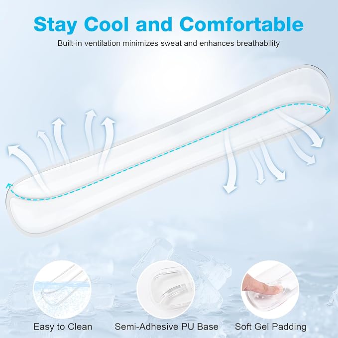 Gel Wrist Rest Mouse Pad Set, Ergonomic Support for Office Gaming | Ergonomic Keyboard and Mousepad with Wrist Support,Cooling Comfort, Non-Skid Base, Easy Clean, for Home and Work Desk Clear