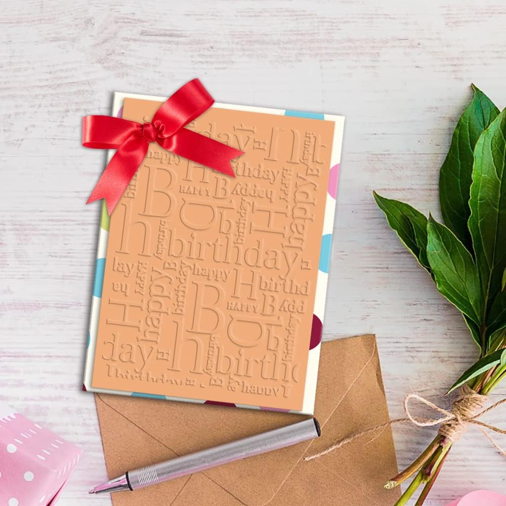 Happy Birthday Plastic Embossing Folders for Card Making Words Background Scrapbooking Plastic Template Photo Album Card Paper Handmade DIY Craft Decoration Template Molds
