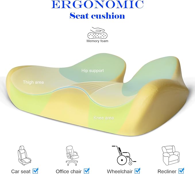 memory foam cushion for car seat, ergonomic seat cushion for office chair, gaming chair cushion. Sciatica & Hip & Coccyx Pain Relief Desk Chair Cushion.Tailbone pads for truck driver, wheelchair users