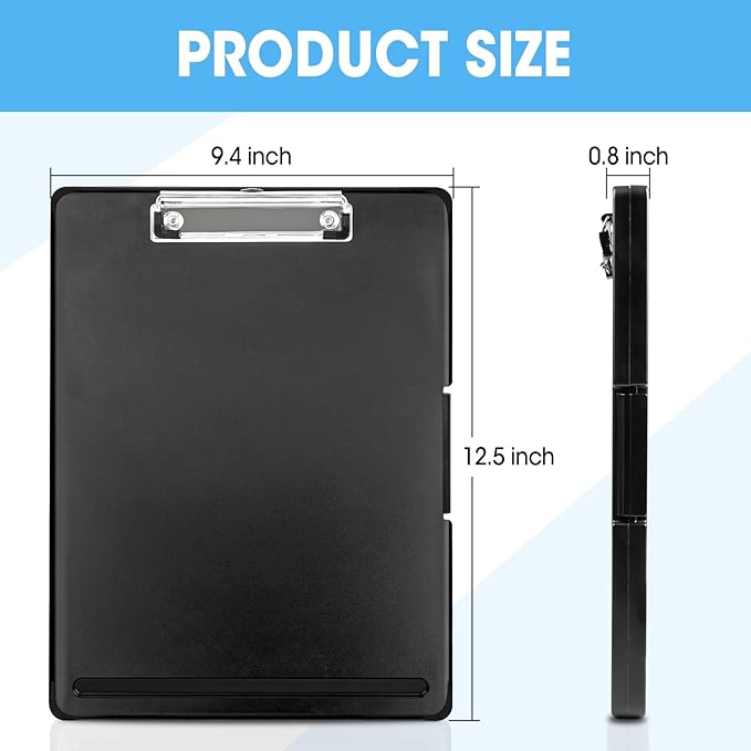 6 Pack Clipboard with Storage, High Capacity Storage Clipboard 8.5 x 11, Letter Legal A4 Size Paper, Inner Plastic Folder Attached for Teacher Office Home, Size 12.5 x 9.4 x 0.8 in