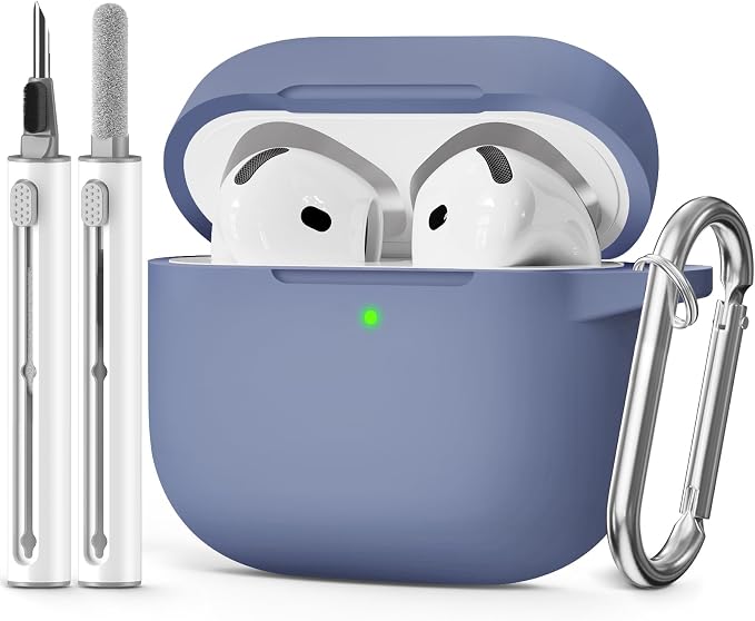 for AirPods 4 Case 2024 with Cleaner Kit & Keychain-Lavender | Silicone Protective Cover for Apple AirPods 4th Generation Case,for Women Men,One-Piece Design,Shockproof,Dust Proof