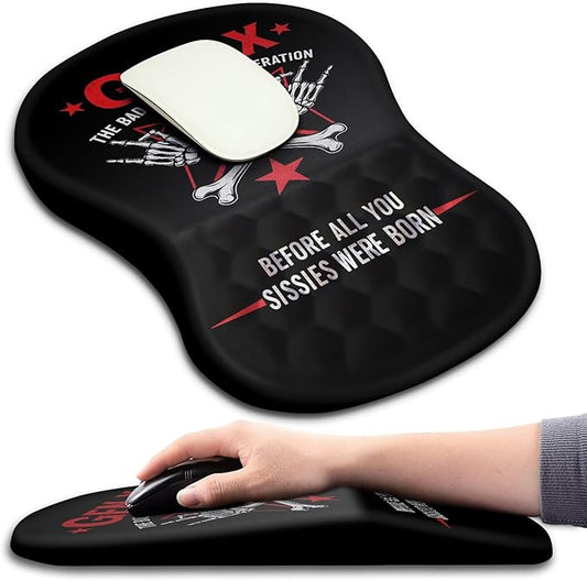 Hokafenle Ergonomic Mouse Pad Wrist Support with Massage Design, Wrist Rest Pain Relief Mousepad with Memory Foam&Non-Slip PU Base, Mouse Pads for Wireless Mouse & Desk (12x8 inch,Gen X)