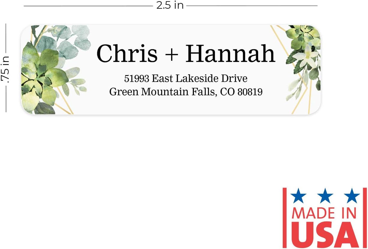 Greenery Frames Rolled Address Labels/Roll of 250 Personalized Address Labels/Designer Return Address Stickers in Elegant Plastic Dispenser