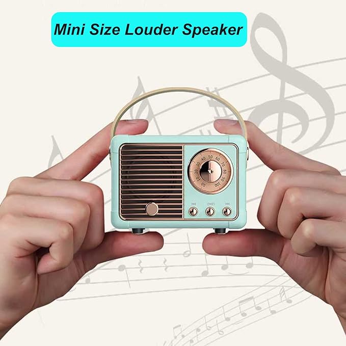 Dosmix Retro Bluetooth Speaker, Vintage Decor, Small Wireless Bluetooth Speaker, Cute Old Fashion Style for Kitchen Desk Bedroom Office Party Outdoor,Birthday Gifts for Women Teenage