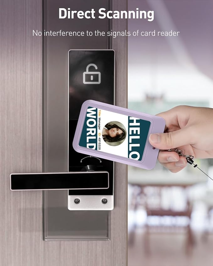 Uniclife 1 Pack Sliding ID Badge Holder Vertical Hard Plastic Case with Clear Window Light-Purple Card Protector for Office School ID Credit Cards Proximity Key Cards Driver’s Licenses and Passes