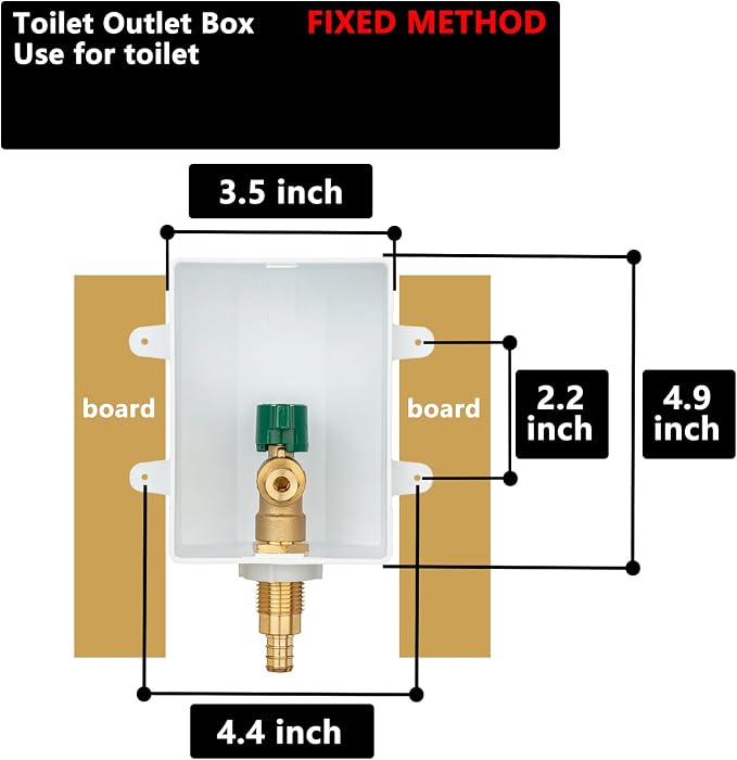 (1 Pack) Lidertik 1/2 inch Crimp PEX-B Pre-Assembled Ice Maker Outlet Box Valve 1/4 inch Recessed Refrigerator Water Line Wall Box with Shut Off Valve LI-ZBQH-520
