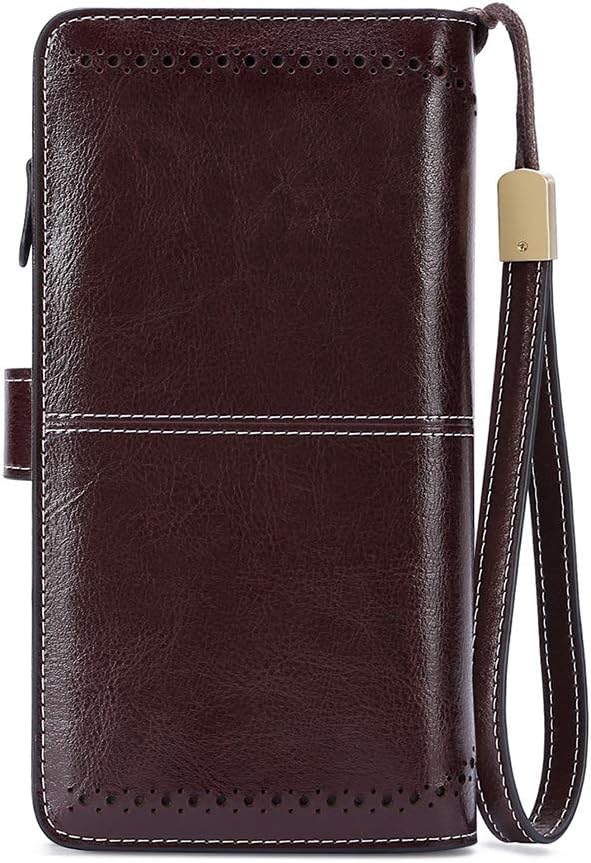 SENDEFN Wallets for Women Leather Credit Card Holder with RFID Blocking Large Capacity Wristlet | with RFID Blocking
