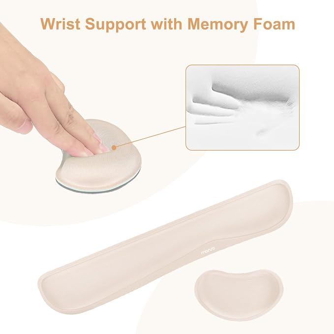 MOSISO Keyboard Mouse Pad Set, Gaming Mouse Pad&Keyboard Wrist Rest | Ergonomic Wristrests with Memory Foam Home Office Easy Typing Cushion Non-Slip Mousepad, Apricot