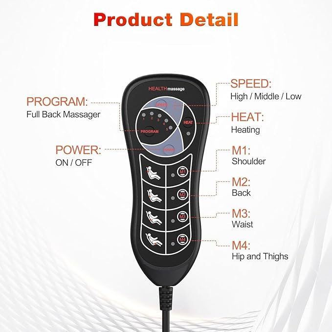 SLOTHMORE Back Massager for Chair with Heat, Chair Massager Pad for Recliner with 8 Vibration, Seat Cushion for Seniors, Office Workers & Family, Fatigue & Pain Relief in Office, Home & Travel