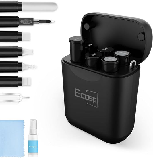 ECASP Cleaner Kit for AirPod,Multi-Tool iPhone Cleaning Kit,Cell Phone Cleaning Repair & Recovery for iPhone & iPad(Type C)Charging Port,Lightning Cables&Connectors,Easy to Store & Carry Design,Black
