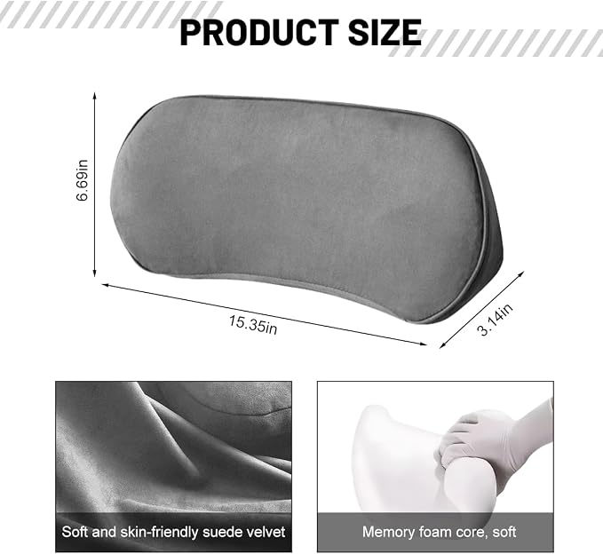 Zpana Car Lumbar Support Pillow, Memory Foam Back Cushion, Dark Gray | Memory Foam Lumbar Support Pillow, Lower Back Pain Relief & Sciatica, Comfortable Driver Seat Pad, Universal Seat Cushion