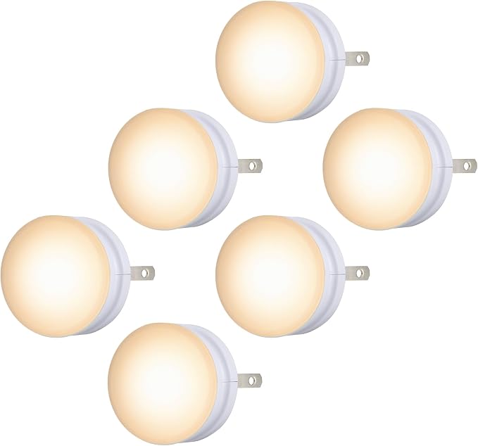 Lights by Night, LED Night Lights Plug Into Wall, 6-Pack, Dusk to Dawn Auto On/Off Sensor, Soft White, Plug In Nightlight Perfect for Adults, Kids, Bedroom, Bathroom, Hallway, Kitchen