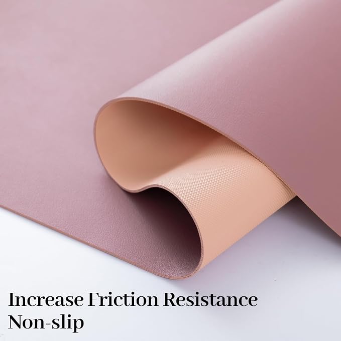 Leather Desk Pad Mat, Dusty Pink Desk Mat, 31.5" x 15.7" | Non-slip and Waterproof Computer Mat, Desk Protector for Office/Home, Desk Accessories for Women