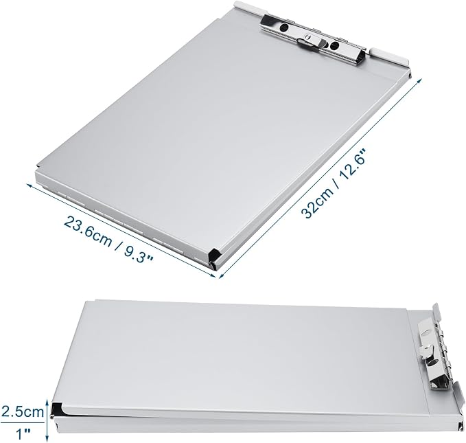 ZCZN Recycled Aluminum Storage Clipboard, Clipboard Box, Form Holder, Suitable for School, Office, Jobsite or Medical Staff, Silver