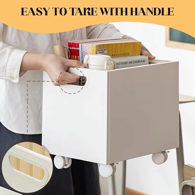 Rolling File Organizer with Wheels, Stackable Storage File Boxes, Portable Letter/Legal Size File Folder Box Book Box Document Organizer for Home Office Filing Storage Bin, White