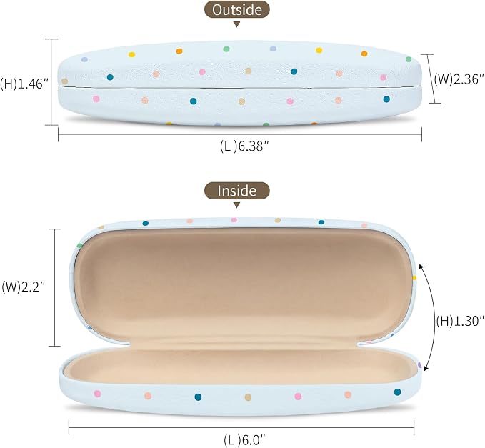Glasses Case Hard Shell, Cute Sunglasses Case for Women Leather Protective Case for Eyeglass with Cleaning Cloth
