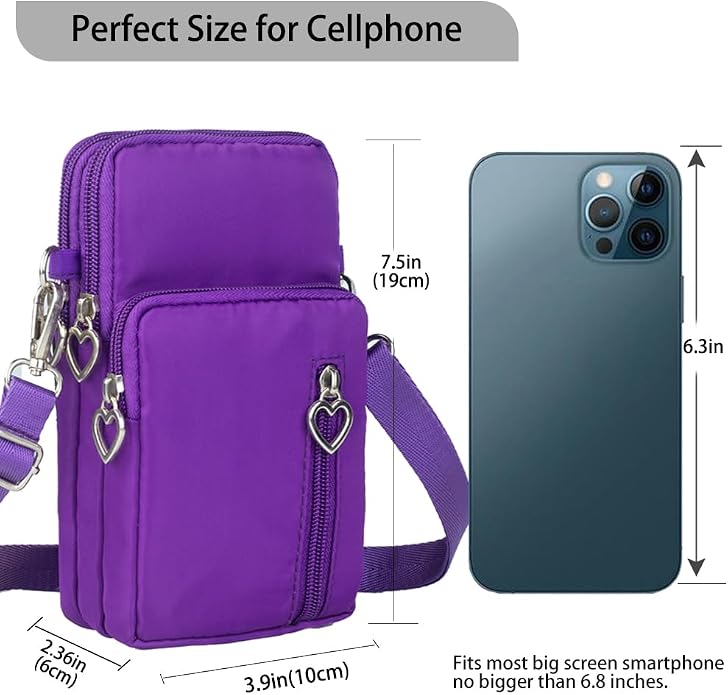 Small Crossbody Bag for Women - Mini Phone Purses with Crossbody Strap and Wallet - Nylon Arm Bag