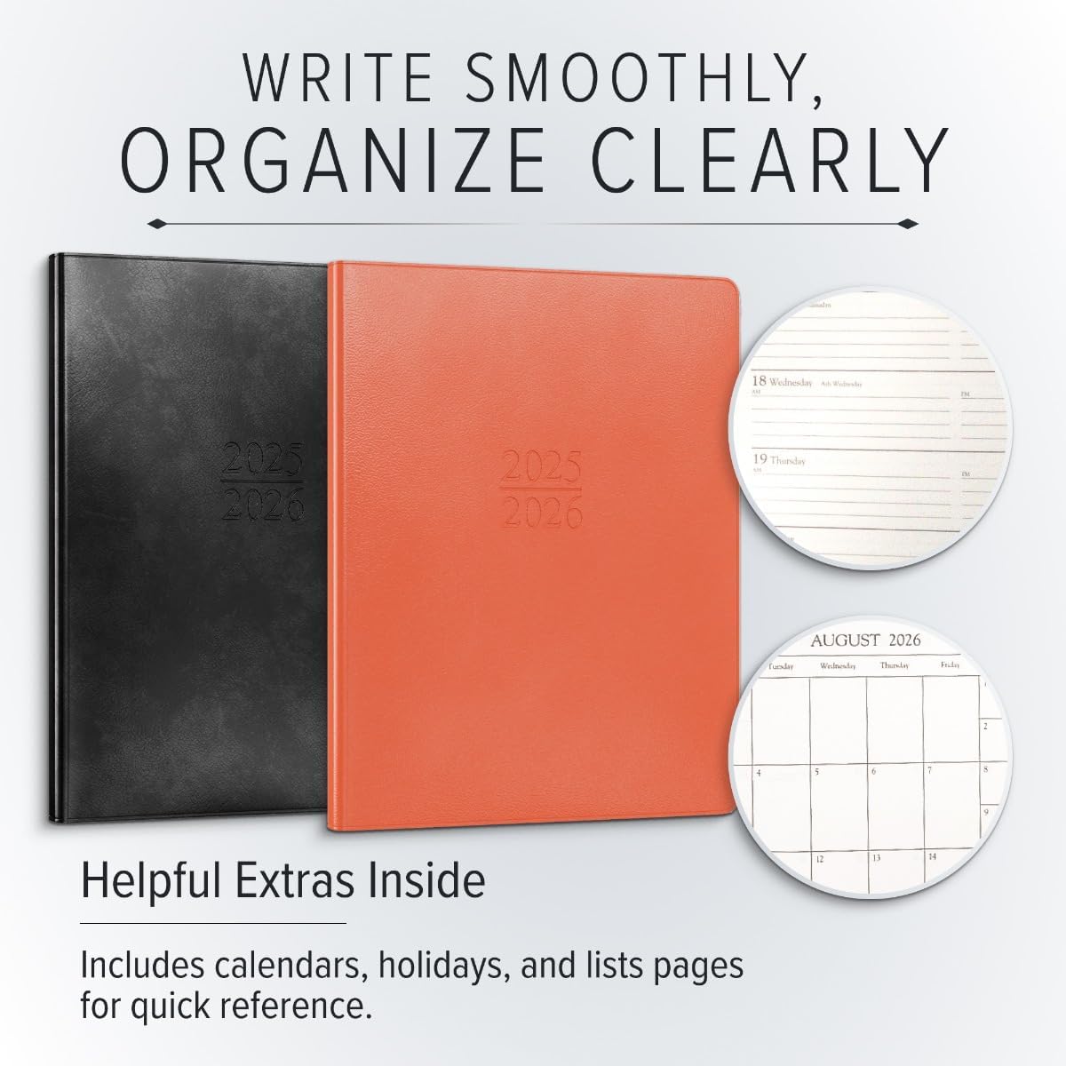 Gallery Leather Academic Planner 2025-2026, Teacher and Student Weekly Monthly Planner, Elegantly Bound Calendar with Gold-Gilded Page Edges, 18 Months - Acadia Burgundy - 9x7"