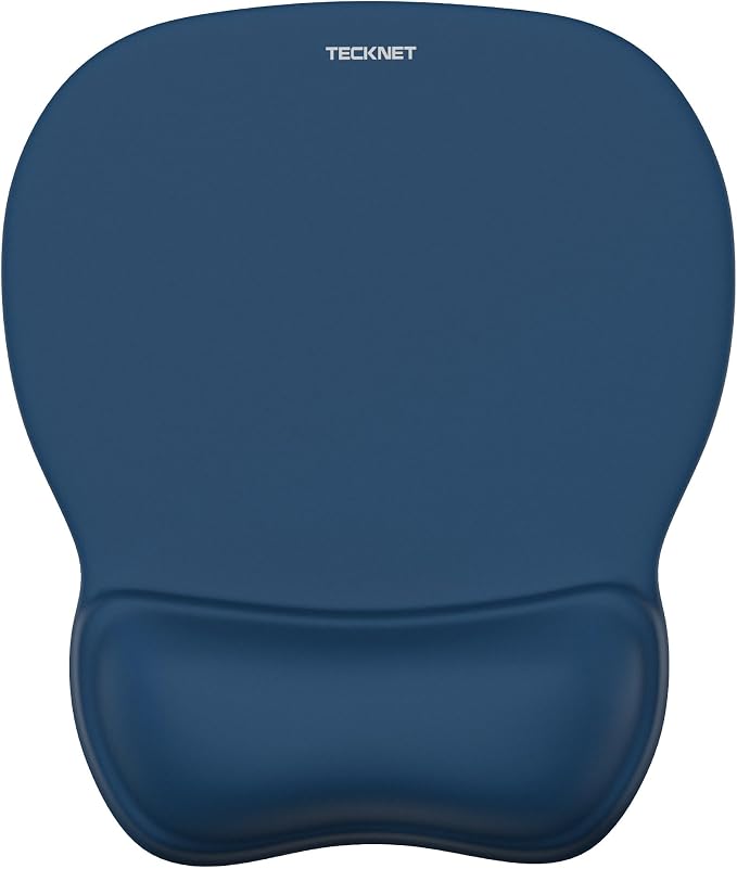 TECKNET Gel Ergonomic Mouse Pad with Wrist Rest, Non-Slip PU Base, Navy | Comfortable Gel Cushion, Pain Relief, Smooth and Waterproof Surface, Mouse Pad with Wrist Rest for Office, Gaming and Study