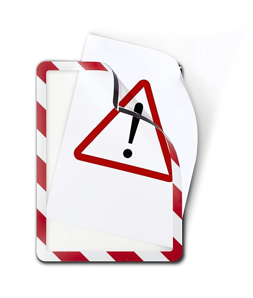 Tarifold Magnetic Safety Display Pockets, Letter Size, Red/White, 2 Pack | 2 magnetic safety display pockets, full magnetic backing, wide opening for quick updates, portrait or landscape, red/white