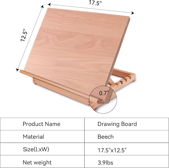 Miratuso Tabletop Easel Painting Easel, Art Drawing & Sketching Board | 12.5" L x 17.5" W (A3), Adjustable Angles & Foldable, Portable Multiple Use, Gift for Artists, Children, Beginners & Student
